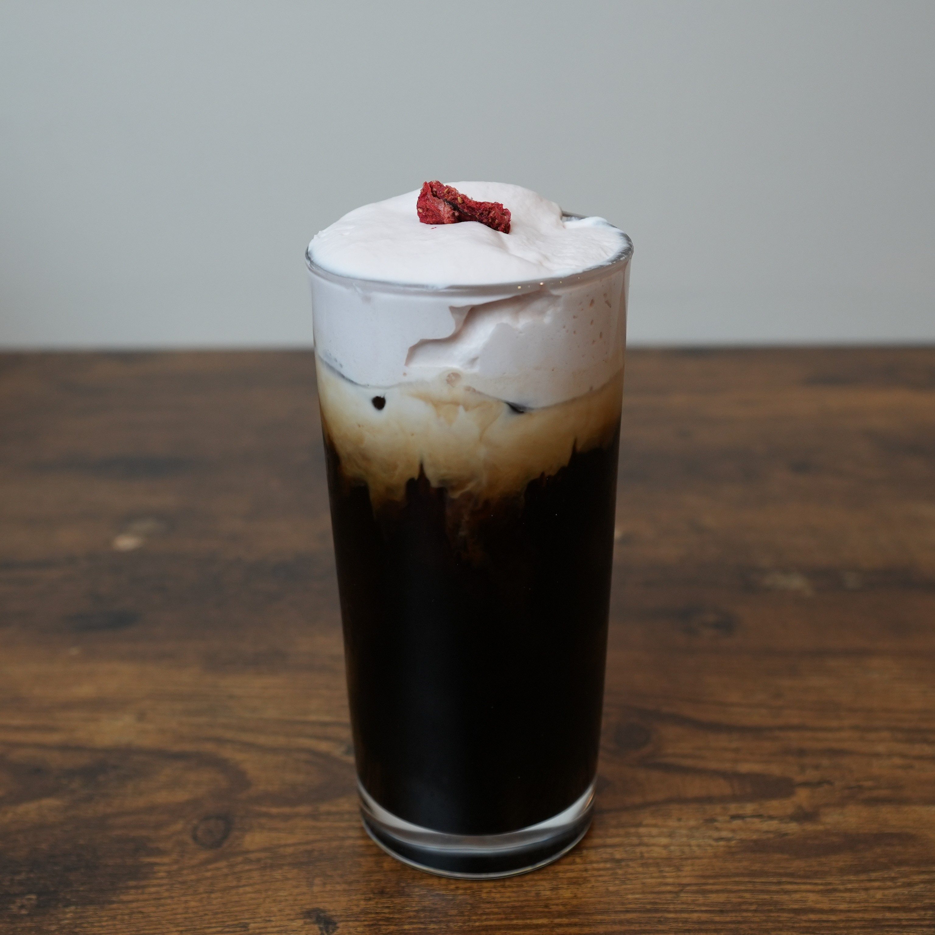 Thai Iced Coffee + Strawberry Creme.