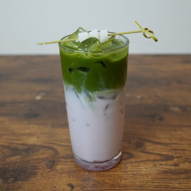 Raspberry Lychee Matcha Latte.